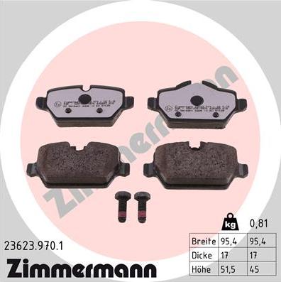 Zimmermann 23623.970.1 - Тормозные колодки, дисковые, комплект onlydrive.pro