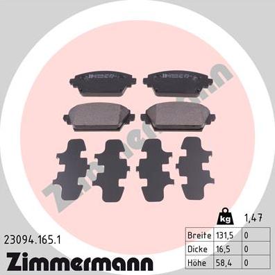 Zimmermann 23094.165.1 - Piduriklotsi komplekt,ketaspidur onlydrive.pro