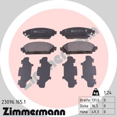 Zimmermann 23096.165.1 - Тормозные колодки, дисковые, комплект onlydrive.pro