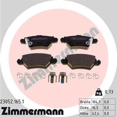 Zimmermann 23052.165.1 - Brake Pad Set, disc brake onlydrive.pro