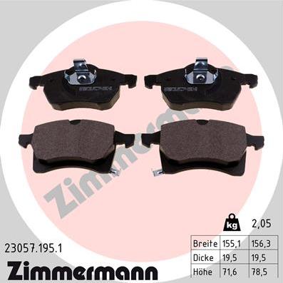 Zimmermann 23057.195.1 - Brake Pad Set, disc brake onlydrive.pro