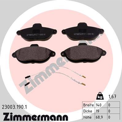 Zimmermann 23003.190.1 - Brake Pad Set, disc brake onlydrive.pro