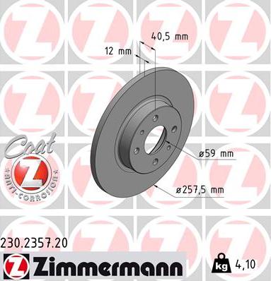 Zimmermann 230.2357.20 - Тормозной диск onlydrive.pro