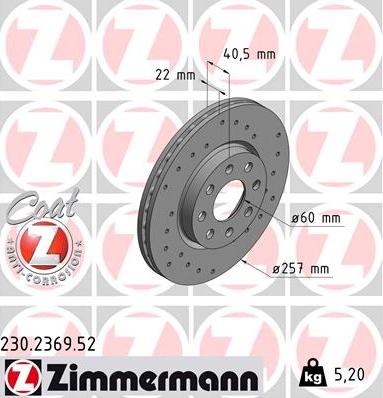 Zimmermann 230.2369.52 - Bremžu diski onlydrive.pro