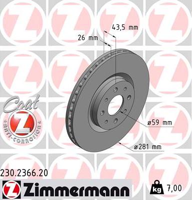 Zimmermann 230.2366.20 - Brake Disc onlydrive.pro