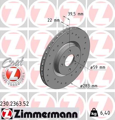 Zimmermann 230.2363.52 - Brake Disc onlydrive.pro