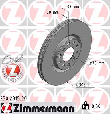 Zimmermann 230.2315.20 - Brake Disc onlydrive.pro