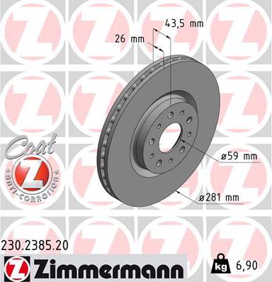 Zimmermann 230.2385.20 - Brake Disc onlydrive.pro