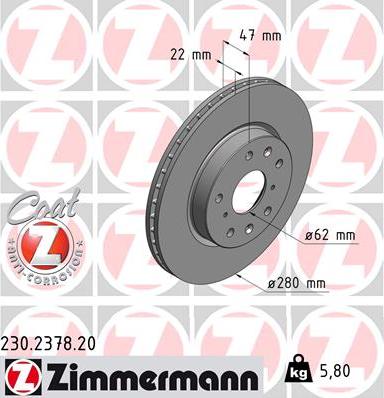 Zimmermann 230.2378.20 - Brake Disc onlydrive.pro
