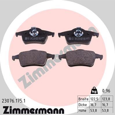 Zimmermann 23076.175.1 - Stabdžių trinkelių rinkinys, diskinis stabdys onlydrive.pro