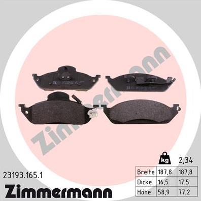 Zimmermann 23193.165.1 - Brake Pad Set, disc brake onlydrive.pro