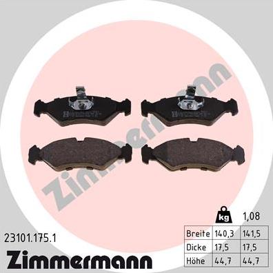 Zimmermann 23101.175.1 - Brake Pad Set, disc brake onlydrive.pro