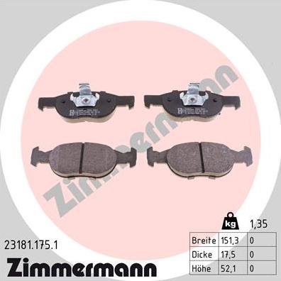 Zimmermann 23181.175.1 - Тормозные колодки, дисковые, комплект onlydrive.pro