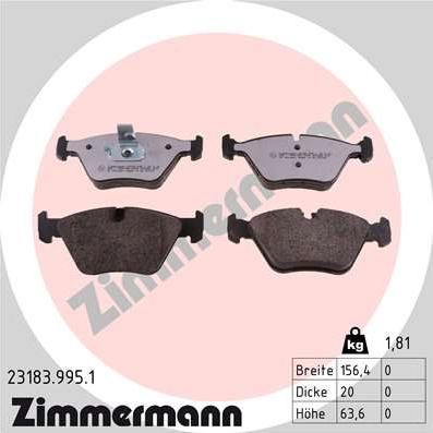 Zimmermann 23183.995.1 - Stabdžių trinkelių rinkinys, diskinis stabdys onlydrive.pro