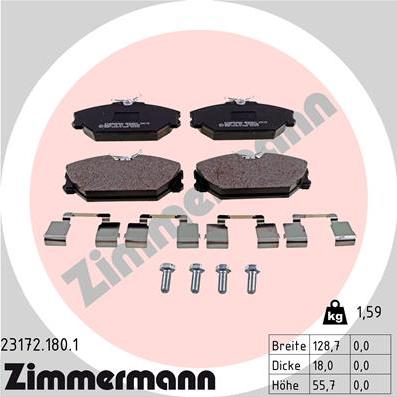 Zimmermann 23172.180.1 - Тормозные колодки, дисковые, комплект onlydrive.pro