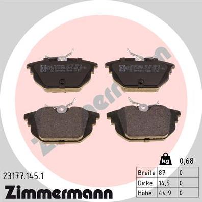Zimmermann 23177.145.1 - Brake Pad Set, disc brake onlydrive.pro