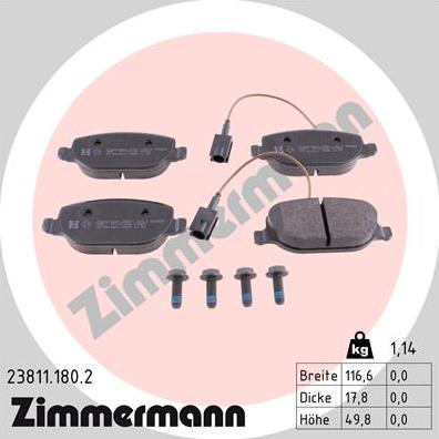 Zimmermann 23811.180.2 - Brake Pad Set, disc brake onlydrive.pro