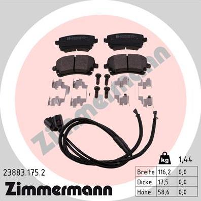 Zimmermann 23883.175.2 - Bremžu uzliku kompl., Disku bremzes onlydrive.pro