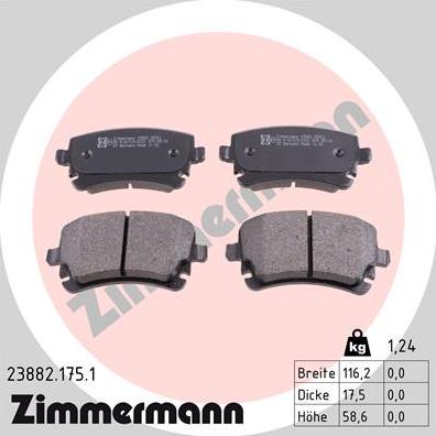 Zimmermann 23882.175.1 - Brake Pad Set, disc brake onlydrive.pro