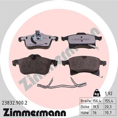 Zimmermann 23832.900.2 - Brake Pad Set, disc brake onlydrive.pro