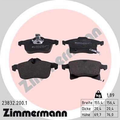 Zimmermann 23832.200.1 - Brake Pad Set, disc brake onlydrive.pro