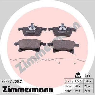 Zimmermann 23832.200.2 - Brake Pad Set, disc brake onlydrive.pro