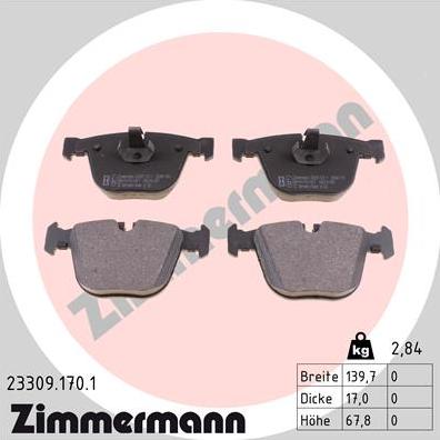 Zimmermann 23309.170.1 - Brake Pad Set, disc brake onlydrive.pro