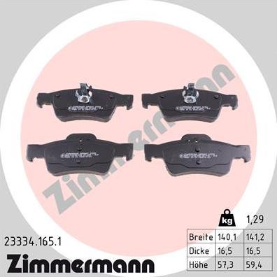 Zimmermann 23334.165.1 - Тормозные колодки, дисковые, комплект onlydrive.pro