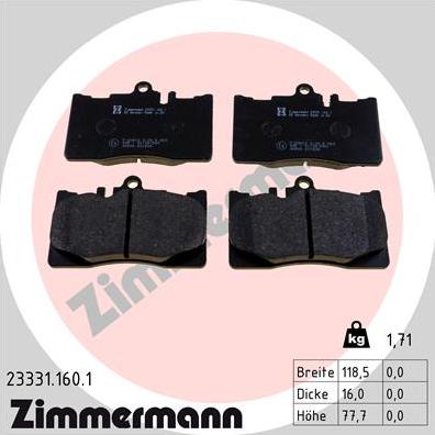 Zimmermann 23331.160.1 - Brake Pad Set, disc brake onlydrive.pro