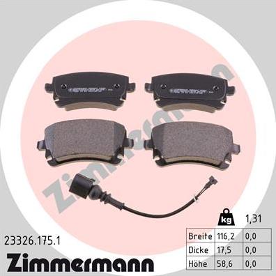 Zimmermann 23326.175.1 - Brake Pad Set, disc brake onlydrive.pro