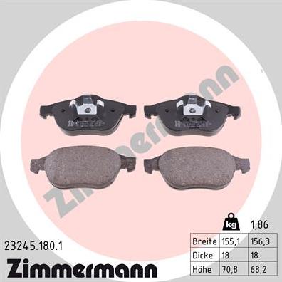 Zimmermann 23245.180.1 - Brake Pad Set, disc brake onlydrive.pro