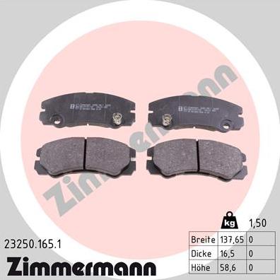 Zimmermann 23250.165.1 - Bremžu uzliku kompl., Disku bremzes onlydrive.pro