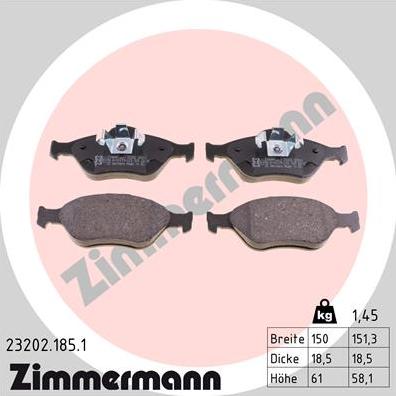 Zimmermann 23202.185.1 - Bremžu uzliku kompl., Disku bremzes onlydrive.pro