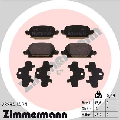 Zimmermann 23284.140.1 - Brake Pad Set, disc brake onlydrive.pro