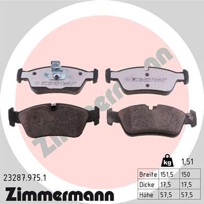 Zimmermann 23287.975.1 - Тормозные колодки, дисковые, комплект onlydrive.pro