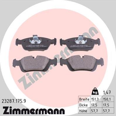 Zimmermann 23287.175.9 - Тормозные колодки, дисковые, комплект onlydrive.pro