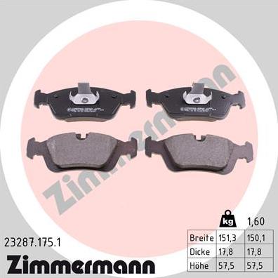 Zimmermann 23287.175.1 - Stabdžių trinkelių rinkinys, diskinis stabdys onlydrive.pro