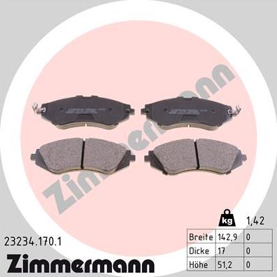 Zimmermann 23234.170.1 - Brake Pad Set, disc brake onlydrive.pro