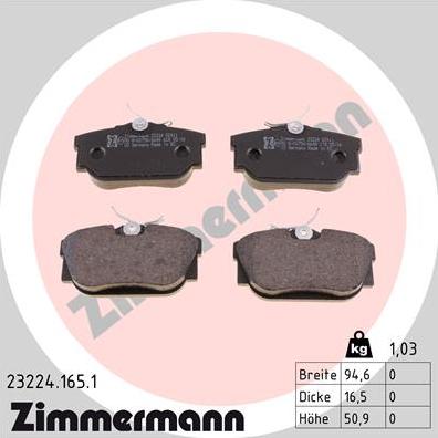 Zimmermann 23224.165.1 - Brake Pad Set, disc brake onlydrive.pro