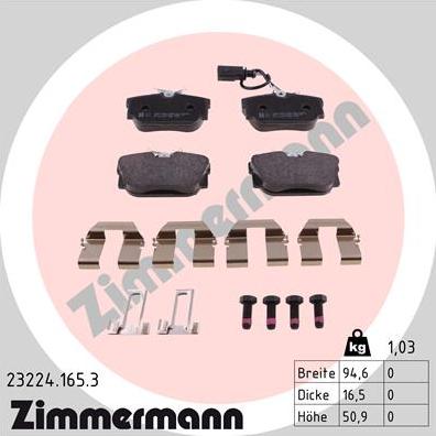 Zimmermann 23224.165.3 - Stabdžių trinkelių rinkinys, diskinis stabdys onlydrive.pro