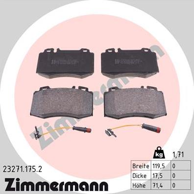 Zimmermann 23271.175.2 - Тормозные колодки, дисковые, комплект onlydrive.pro