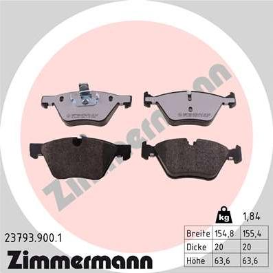 Zimmermann 23793.900.1 - Stabdžių trinkelių rinkinys, diskinis stabdys onlydrive.pro