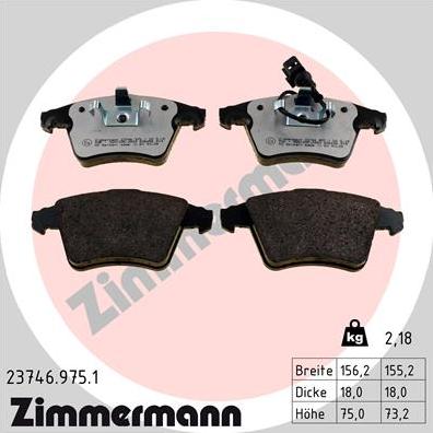 Zimmermann 23746.975.1 - Тормозные колодки, дисковые, комплект onlydrive.pro