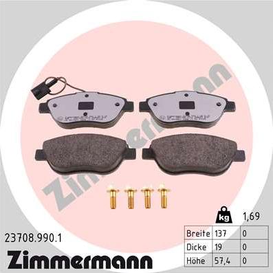 Zimmermann 23708.990.1 - Brake Pad Set, disc brake onlydrive.pro