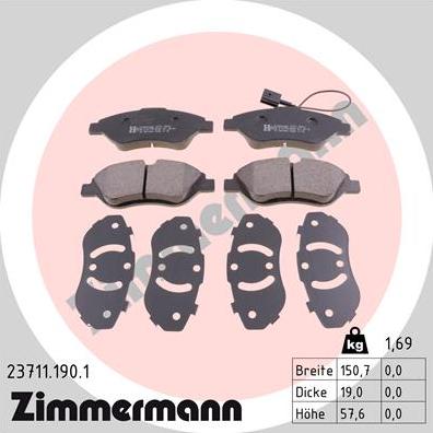 Zimmermann 23711.190.1 - Brake Pad Set, disc brake onlydrive.pro