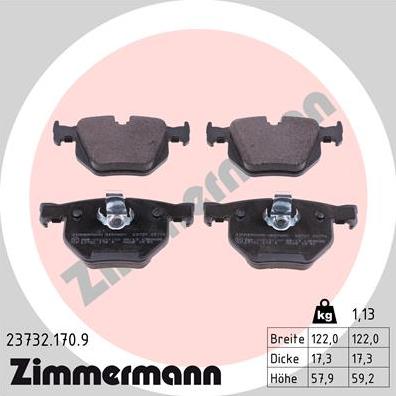 Zimmermann 23732.170.9 - Тормозные колодки, дисковые, комплект onlydrive.pro