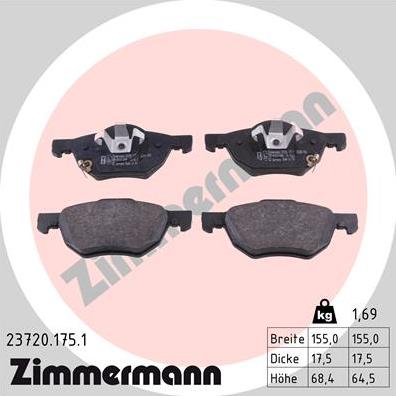 Zimmermann 23720.175.1 - Brake Pad Set, disc brake onlydrive.pro