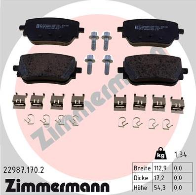 Zimmermann 22987.170.2 - Stabdžių trinkelių rinkinys, diskinis stabdys onlydrive.pro