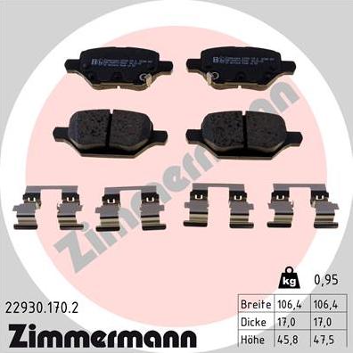 Zimmermann 22930.170.2 - Тормозные колодки, дисковые, комплект onlydrive.pro