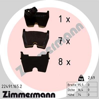 Zimmermann 22491.165.2 - Brake Pad Set, disc brake onlydrive.pro